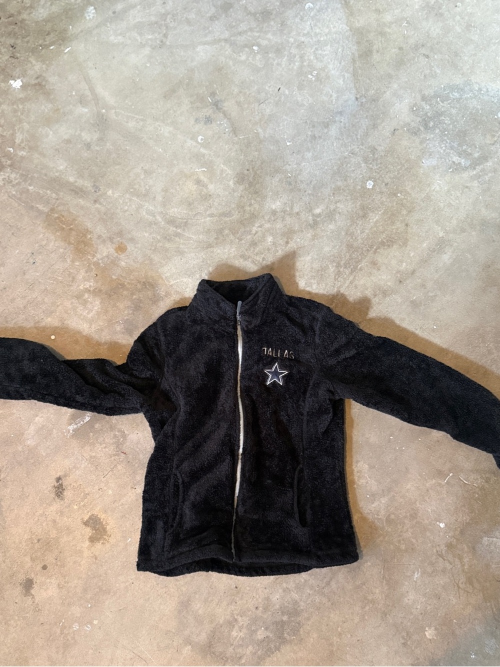 NFL Black Plush Full-Zip Teddy Jacket Dallas Cowboys Star